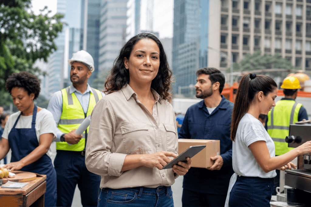 Emprego formal cria 165,8 mil vagas em agosto e supera 1,13 milhão no ano Trabalhadores em ambiente urbano representando o crescimento do emprego formal no Brasil